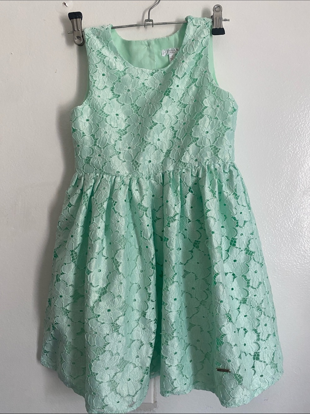 Sleeveless Mint Lace Party Dress for Girls